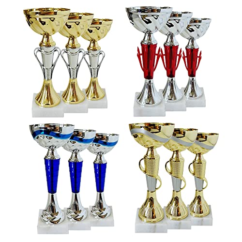 Lot de 12 Coupes Trophées Récompenses 19 à 23 cm