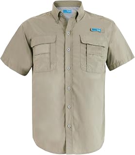 Mens Short Sleeve Shirts UPF 50+ UV Protection Shirt Waterproof Button-Down Shirt Breathable Quick Drying Outdoor Fishing Shirts