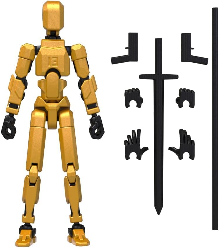 Image of DOOZLE T13 Action Figures, Assembly Completed 3D Printed Dummy Nova Titan Lucky 13 Figures, Multi-Jointed Movable Robot Toys for Display, Drawing & Desk Decor (1, Gloden)