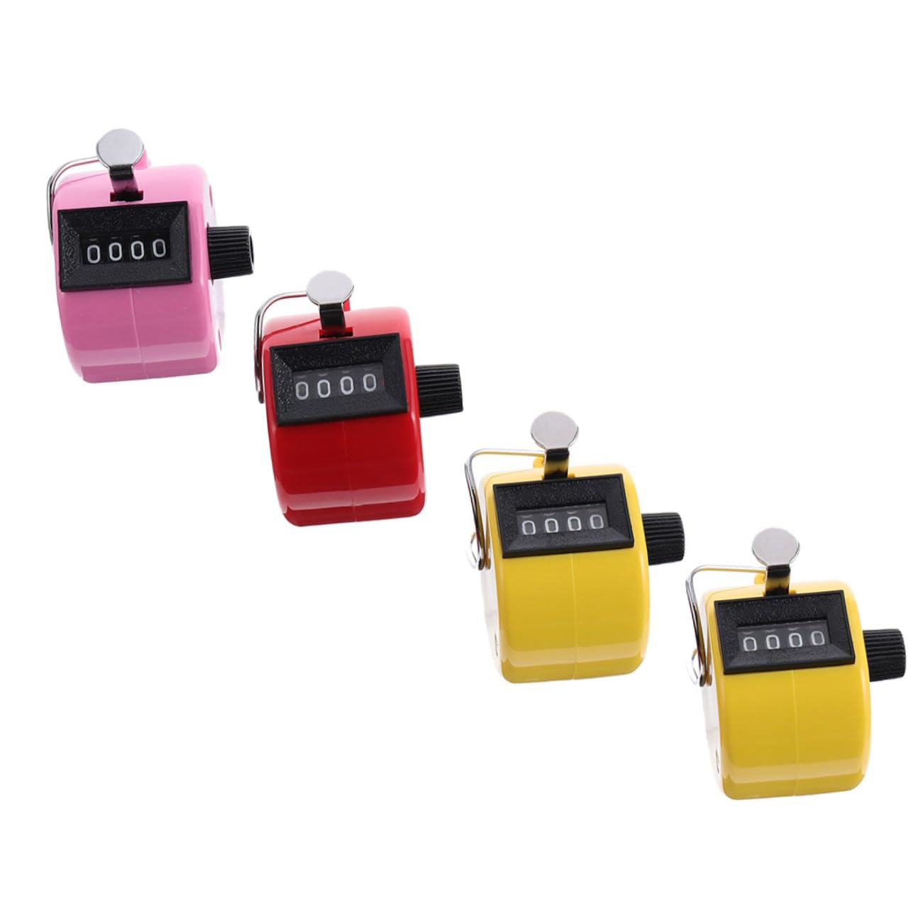 POPETPOP 4 Counter Mechanical Hand Held Digital Clicker Plastic Finger Clicker Counter Mini for Home/Office Random Color