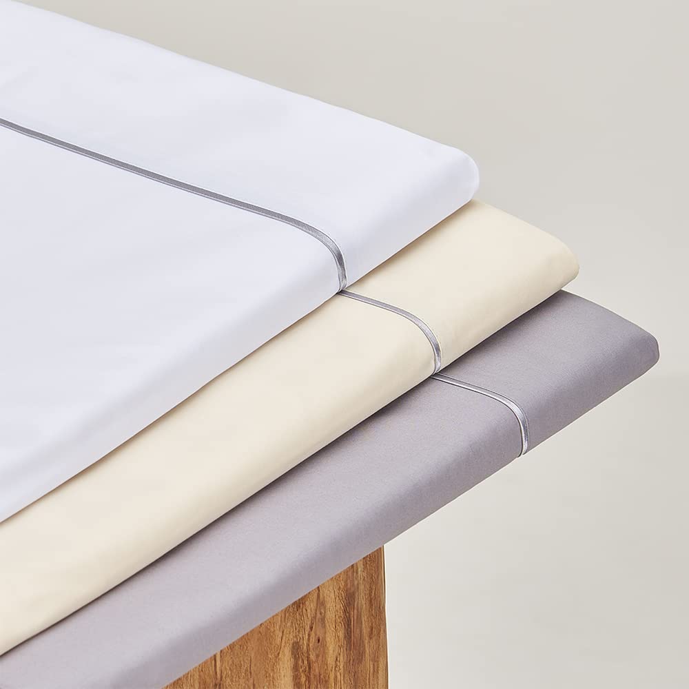 DECASATEXTIL- Juego de sabanas 100% Algodón Percal de 200hilos – Algodón Mercerizado de Alta Densidad – Suaves y cómodas para un Descanso de Calidad. (Cama 150x190/200cm, Natural)