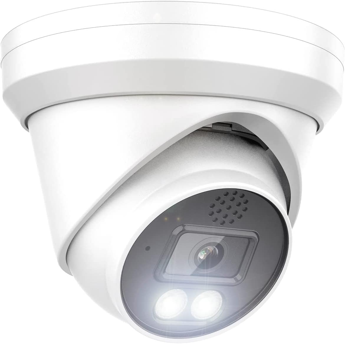 Real HD 6MP Full Color Night Vision ColorVu Turret Dome IP Camera with Visible White LED Lights, 2.8mm Wide Angle, Outdoor Built in Mic, Plug and Play