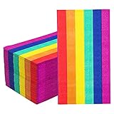 60 Pieces Pride Rainbow Guest Napkins Colorful Stripes Paper Napkins Rainbow Flag Paper Hand Towels