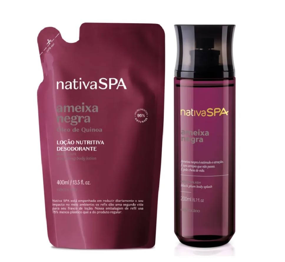 Kit Nativa Spa Ameixa Negra: Body Splash 200ml + Loção Hidratante Corporal Refil 400ml O Boticário
