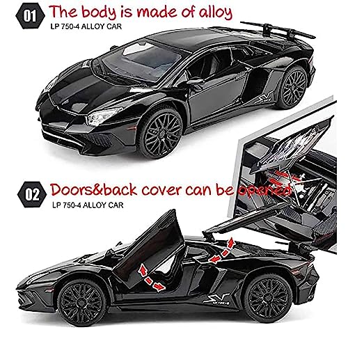 Image of Compatible for 1:32 Lamborghini LP750 Model Pull Back Car Toy car with Sound and Light for Kids Boy Girl, Metal Body, Door Opened - Multicolor