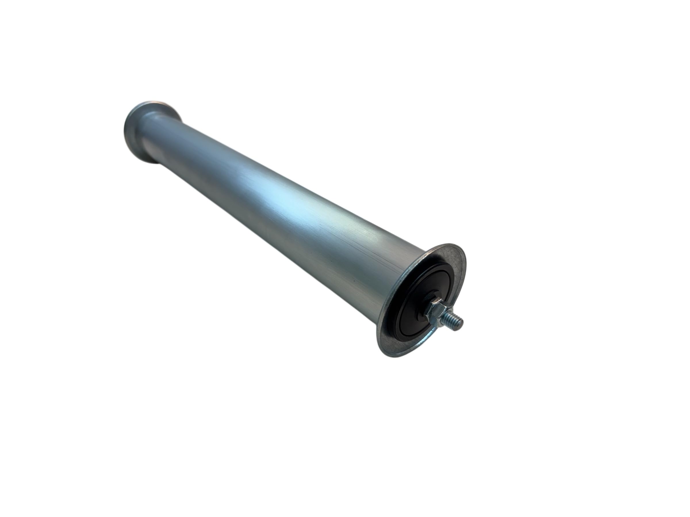 1 Stück Tragrollen Tragrolle Aluminium mit BORDSCHEIBE Führungsscheibe Außengewinde M8 Rollenbahnen Ø 50 mm (Einbaulänge 60cm/Achslänge 63cm)