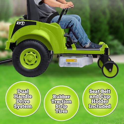 Kid Trax 12V Zero Turn Lawn Mower Toodler Toys - Ride on Toy, Outdoor Toys, Tractor Toy, Riding Mower, Ride On Tractor, Dual Handle, Twist and Turn, Speed to 3MPH, Max Weight of 77lbs, Age 3-7, Green