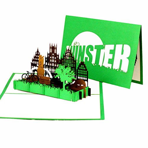 3d pop up tarjeta Münsteru00a0u0096u00a0Tarjeta de felicitación Münsteru00a0u0096u00a0País De Münster, tarjeta de bicicleta, viaje, de cupones Ciudades Trip & bicicleta Tour Münster, hecha a mano regalo tarjeta
