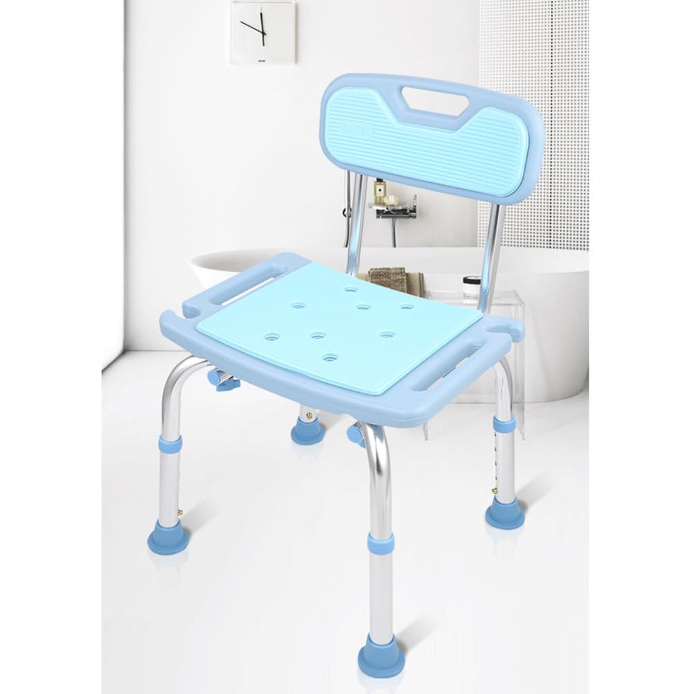 Altura de Aluminio Ajustable de baño/Silla de Ducha con Soporte para la Cabeza y la Ducha, Asientos de bañera para Ancianos, Embarazadas, discapacitadas, heridas, Capacidad de 150 kg,Azul
