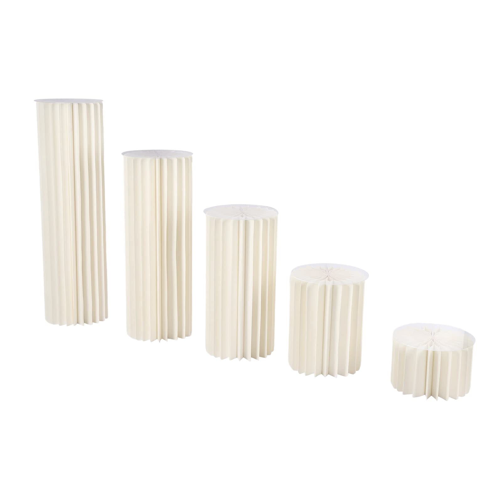 5 vasi a colonna per fiori per matrimonio, in cartone, pieghevoli, bianchi, con una piastra in PVC, per fidanzamento, compleanno, decorazione da tavolo per matrimoni