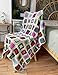 RISEON Handmade Granny Square Crochet Throw Blanket Sweater Style Mat, crochet quilt, multicolor Boho Travel Accent Decor Throw for Sofa Comforter Couch Bed Recliner Living Room Bedroom (White)