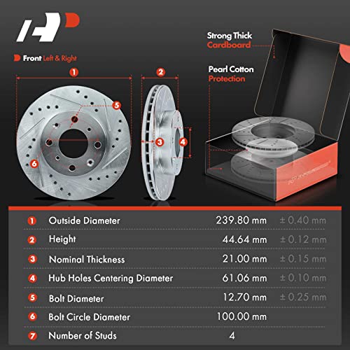 Image of A-Premium 9.45 In (240mm) Front Brake Rotors & Ceramic Pads Kit, 6-Pack | Compatible with Honda Models - Civic 1990-2000, Civic del Sol 1993-1997, CRX 1990-1991, 6-Pack