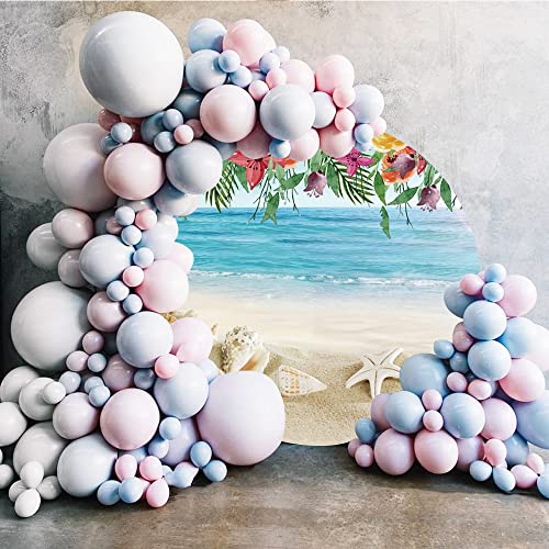 Yeele 7x7ft Beach Round Backdrop Summer Hawaiian Starfish Sea Shell Tropical Flowers Photography Background Aloha Baby Shower Birthday Party Banner Decoration Wedding Photo Shoot Booth Props - image 4