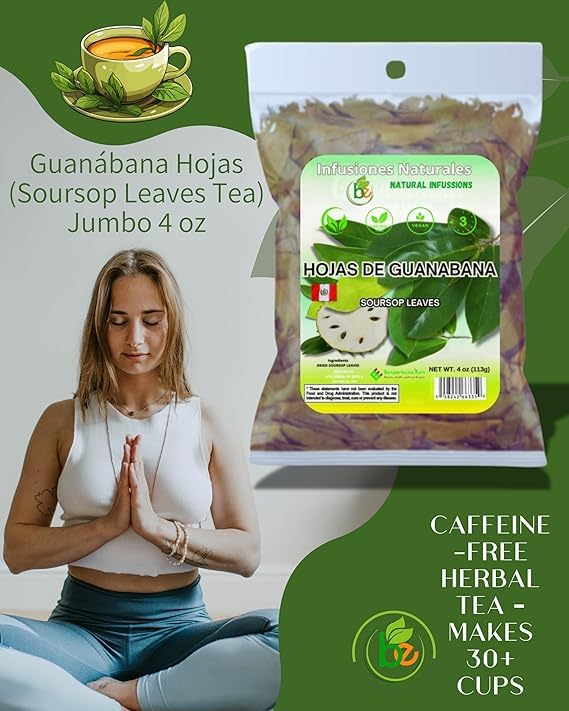 Miniatura 5 de Hojas de Guanábana (hojas de guanábana)  Paquete de 2 (bolsas de 4 onzas) 100% natural  Vegano  Té de hierbas para infusión  Incluye infusorincluye