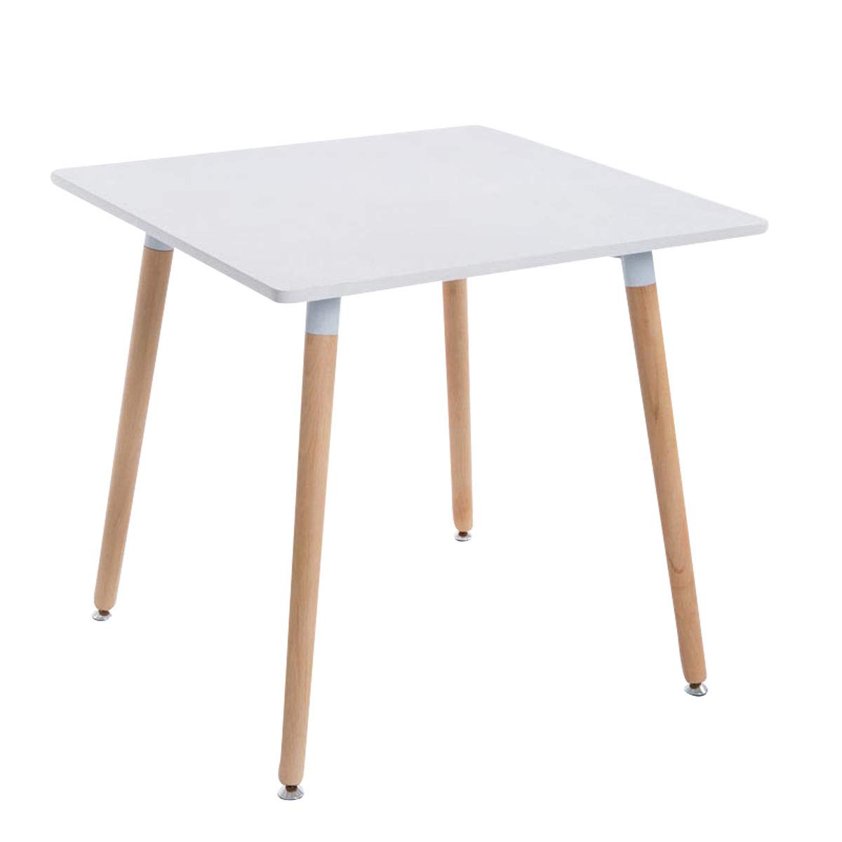 CLP Tavolo Bianco Quadrato Bente In Legno I Tavolo Da Pranzo Design Scandinavo Con Piedini Antigraffio 80 x 80 CM, Colore:natura