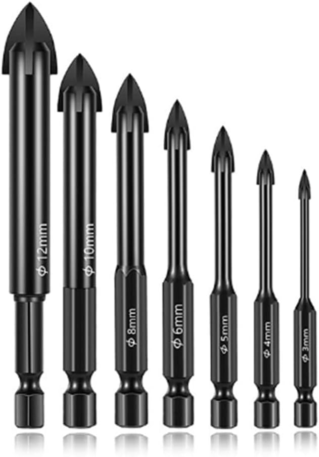 CuiCanflaMasonry Drill Bit Set for Glass & Concrete, Drill Bit Set, Efficient Universal Drill Tools Multifunctional Triangle Drill Bit Set, for Wall Mirror and Ceramic Tile on Concrete and Brick Wall