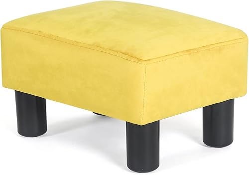 Mini reposapiés otomano de 15 pulgadas, reposapiés acolchado de terciopelo con patas de madera maciza, reposapiés rectangular moderno para sofá,