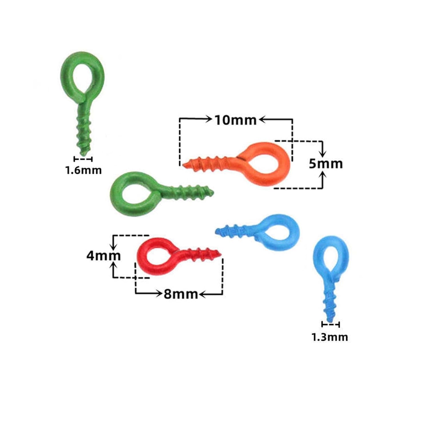 Stainless Steel Hooks Eye Bolts 100Pcs Small Mini Eye Pins Eyepins Hooks Eyelets Screw Threaded 10 Colors Fastener Nail for DIY Jewelry Making Findings(Green,5X10mm)
