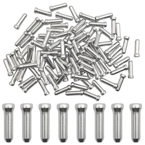 CKANDAY 100 Pcs Bike Cable End Caps, Silver Cable End