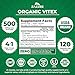 Zazzee USDA Organic Vitex, 500 mg Strength, 120 Vegan Capsules, 4 Month Supply, Kosher, Standardized and Concentrated 4X Extract, Whole USDA Certified Organic Chaste Berry, All-Natural and Non-GMO