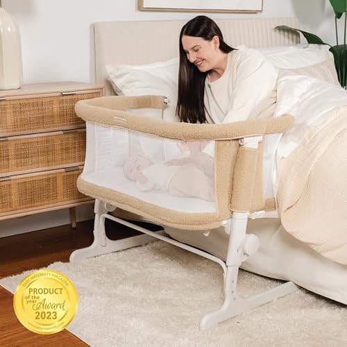 Image of Baby Delight Beside Me Dreamer Bassinet | Bedside Sleeper | 8-Position Height Adjustment | Tan Sherpa