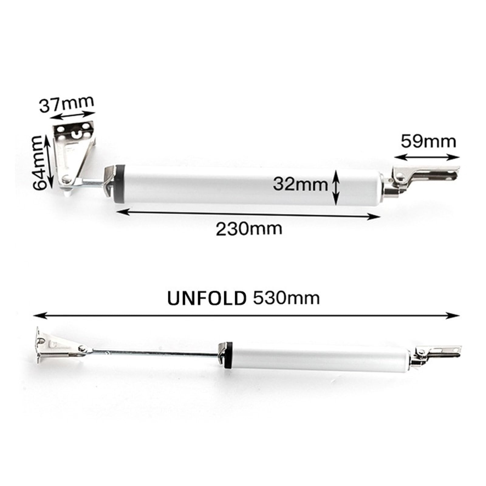 Chiudiporta Automatico con Molla a Gas Chiudiporta Aereo Dispositivo di Chiusura Ammortizzata Forza tampone Regolabile Hardware for mobili(Silver)