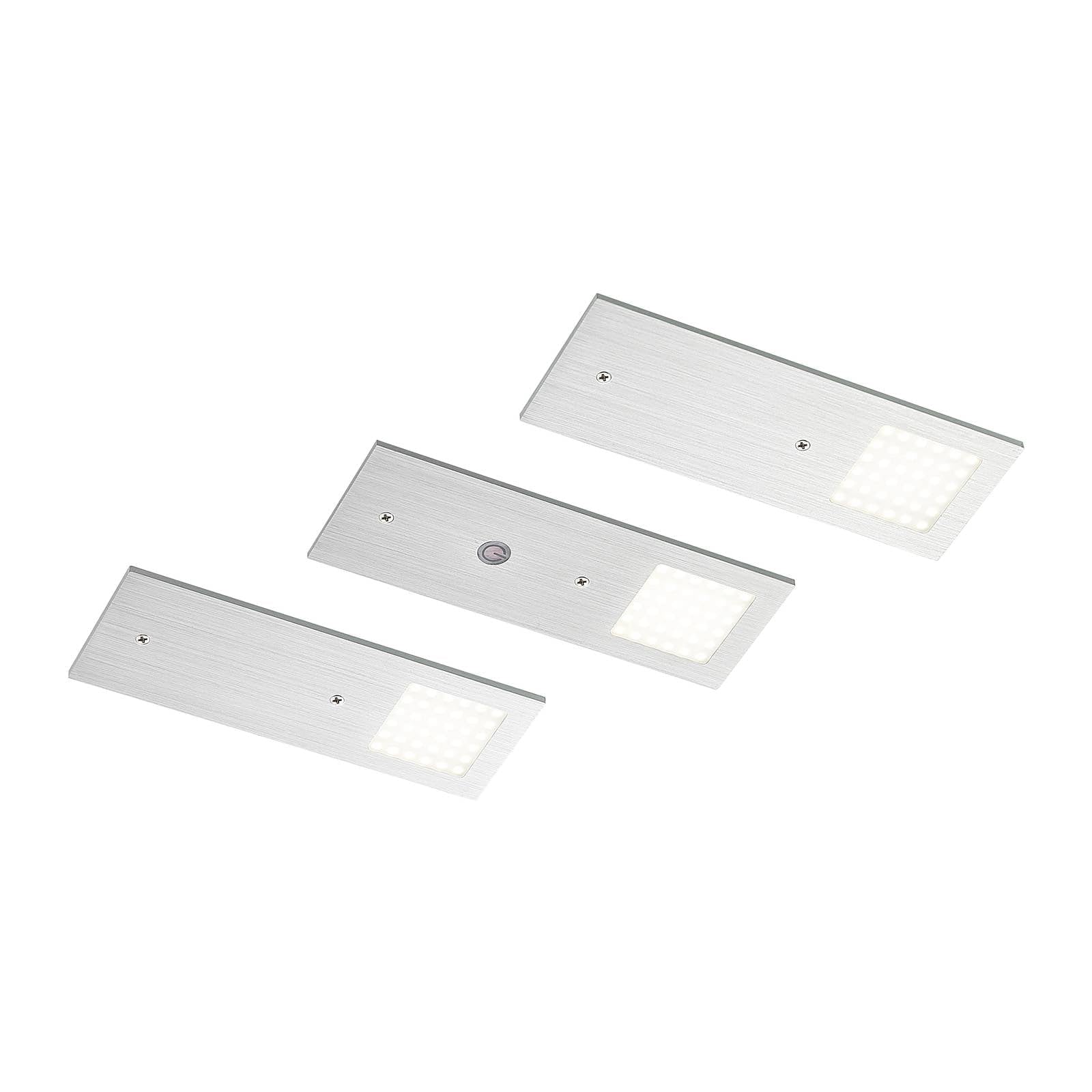 Arcchio 3er Set LED Unterschrankleuchten Nortra dimmbar (Modern) in Alu aus Aluminium (3 flammig,) - Unterbauleuchten Wohnzimmerleuchte
