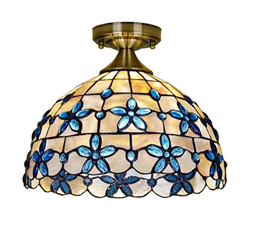 Stil Blumen Deckenleuchten Pastoral Flieder Blume Deckenleuchte Natural Shell Shade Leuchte Für Schlafzimmer Küche Flur Balkon 12 Zoll