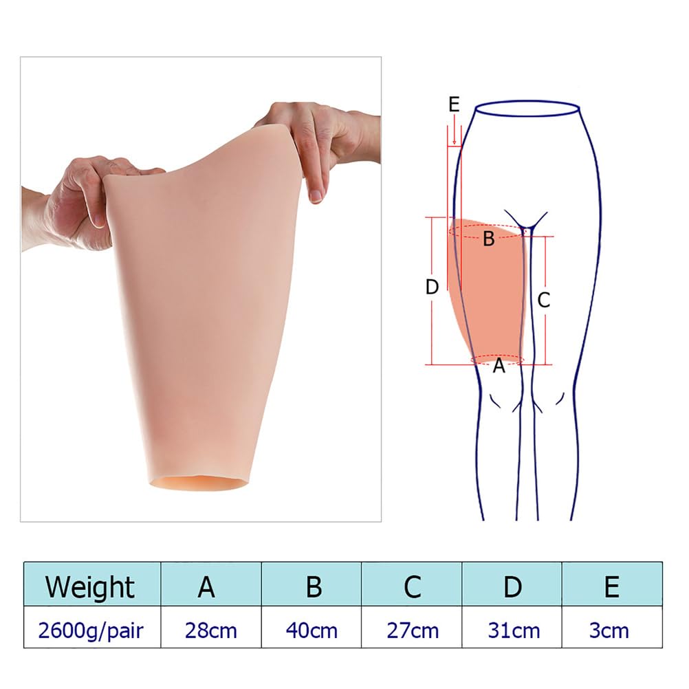 Cuscinetti per Cosce in Silicone Realistico, correttore per Polpacci, Polsini in Silicone indossabili, per Gambe storte o Sottili, 1 Paio