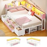 MSmask Twin Corner Bed with 6 Drawers