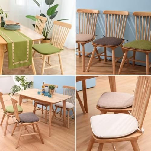 Set of 2 Chair Cushion with Ties, Non Slip Seat Pads, Seat Cushions for Dining Chairs 40x38x33x5cm, Memory Foam Garden Chair Cushions- Natural Linen, 2 - Cosy Home Interiors Set of 2 Chair Cushion with Ties, Non Slip Seat Pads, Seat Cushions for Dining Chairs 40x38x33x5cm, Memory Foam Garden Chair Cushions- Natural Linen, 2 - Image 6