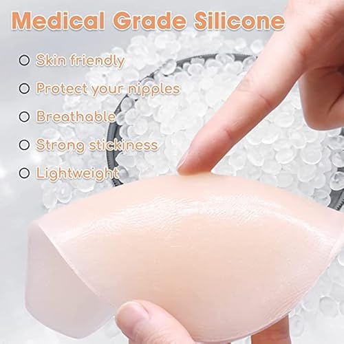 Reusable Adhesive Lift Bra, Stick On Bra Self-Adhesive Silicone Bra Invisible Backless Deep V Plunge Sticky Bra For A/B/C Cup Nude For Women #TOP4