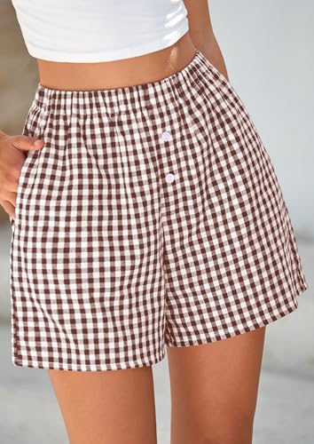 Image of PRETTYGARDEN Womens Summer Gingham Boxer Shorts
