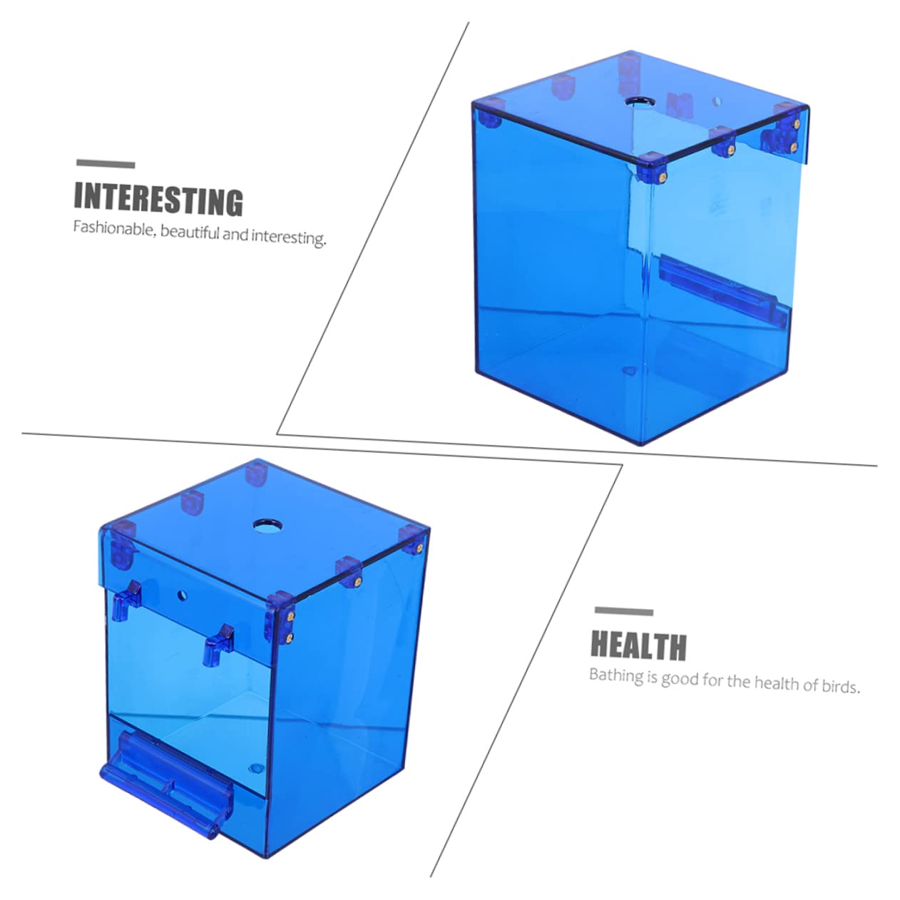 ifundom Suspending Parrot Shower Box Reusable Pet Bathtub for Small Birds Leak Design for Easy Bathing Lightweight Practical Container for Parakeets Cockatiels and More