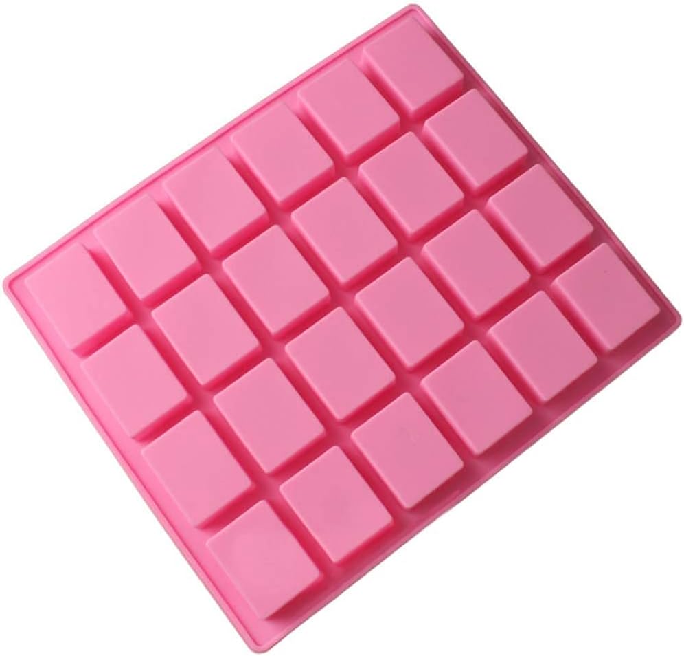 Selecto Bake 24 Cavities Rectangle Caramel Candy Silicone Mould Chocolate Truffles Mould, Grid Fondant Mould, Hard Candy Mold Pralines Gummy Jelly Cube Mold Pink