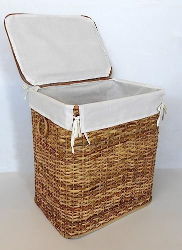 Fantasie d'Oriente Cesto Vimini Portabiancheria Rattan 50 x 35,5 x 57 cm Bianco Fodera Rimovibile