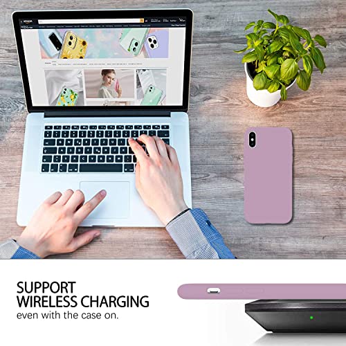 Image of VONZEE iPhone Xs max Cover Wireless Charging Support, Liquid Silicone Gel Rubber Shockproof Back Cover case Candy Phone Cases for iPhone Xs max (Lilac)