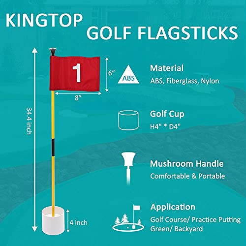 Kingtop Golf Flagsticks Mini, Putting Green Flag For Yard, All 3 Feet, Golf Pin Flags Hole Cup Set, Fiberglass Portable 2-Section Design, Numbered# 1-6 #TOP6