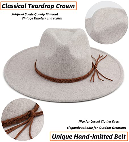 Pro Celia Big Wide Brim Women Fedora Hat Western Felt Large Panama Hat (Khaki) #TOP3