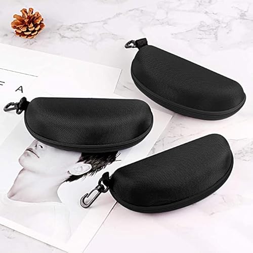 Alladaga 3 Pack Zipper Shell Eyeglasses And Sunglasses Case With Plastic Carabiner Hook (Black) #TOP5