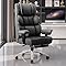 BestGlory Office Desk Chair, Big and Tall Leather Gaming Chair with Footrest, Wide Ergonomic Comfy Executive High-Back Reclining Computer Chairs, Swivel Rolling Wheels and Lumbar Support, Matte Black