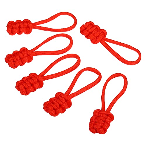 PATIKIL Zipper Pulls Replacement, 6 Pack Extension Cord Handle Fix Pull Tab Extender Fixer Slider Head Repair Kit for Luggage Backpack Jacket, Red
