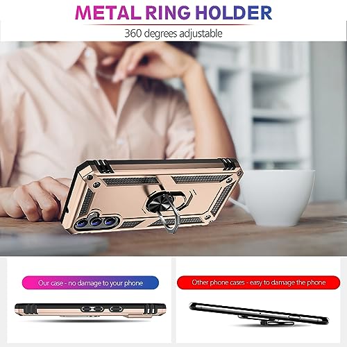 Image of for Samsung Galaxy S26 Plus Case with Screen Protector, Heavy Duty Military Grade Shockproof Rugged Protective Cover for Samsung S26 Plus Phone Case with Metal Ring Magnetic Kickstand (Gold)