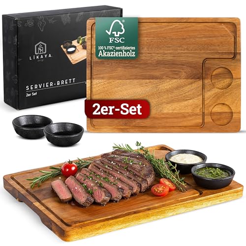 LIKAYA® Servierbrett XXL 2er-Set 'Santiago' – FSC...