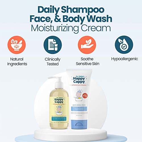 Image of Happy Cappy Baby Shampoo, Body Wash, & Moisturizing Cream Bundle | Eczema Body Wash and Lotion for Kids & Toddlers, Helps with Dryness, Reduces Itching, Dermatologist Tested, Fragrance-Free