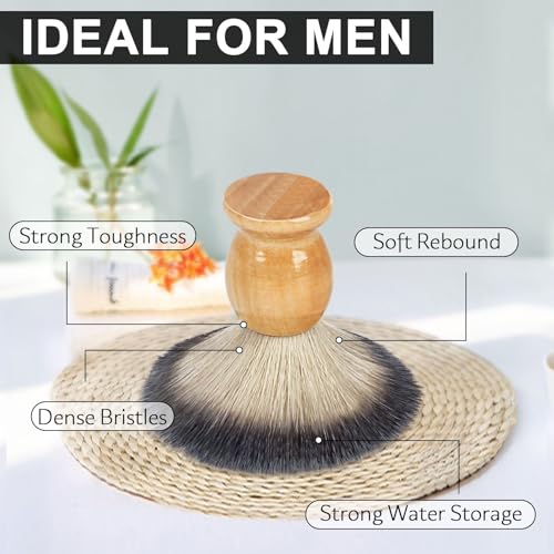Bassion Shaving Brush for Men, Wet Shave Using Cream & Soap, Wood Handle Hair Salon Brush for Safety Shaving Razor, Straight Razor, Father's Day for Dad Boyfriend (Brown) - Image 5