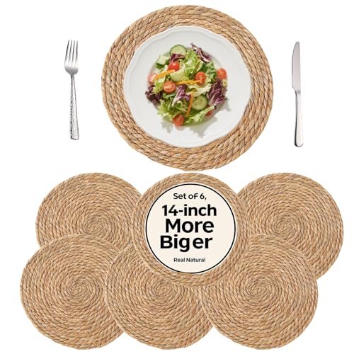 13.8" Round Woven Placemats Set of 6 - Boho Farmhouse