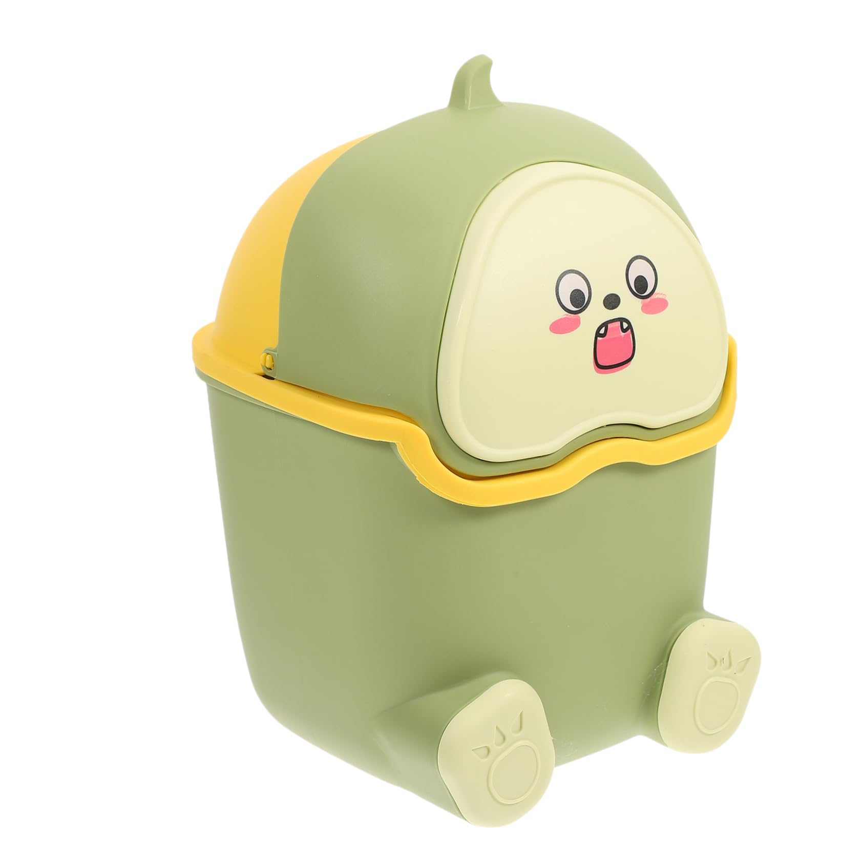 Hohopeti Tabletop Garbage Can Mini Desk Trash Bedroom Waste Basket Plastic Lid Room Organizer