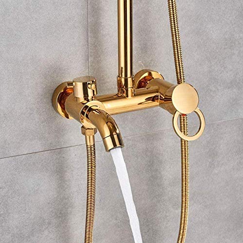Ensemble de douche doré anti-calcaire avec mitigeur cascade