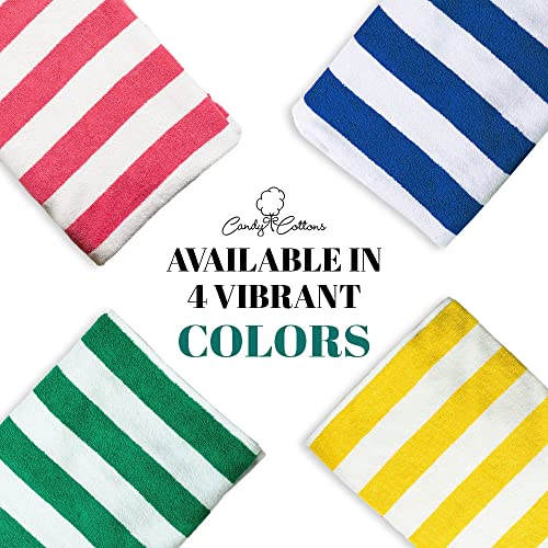 Candy Cottons Beach Towel (60 X 30 Inches) 100% Cotton Stripe Beach Towels, Large Pool Towels, Soft & Quick Dry, Beach Towel For Adult, Highly Absorbent, Royal Blue Pool Towels, Pack Of 4 #TOP4
